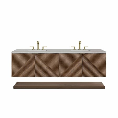 James Martin Vanities Marcello 72in Double Vanity, Chestnut w/ 3 CM Eternal Serena Top D200-V72-CSN-3ESR